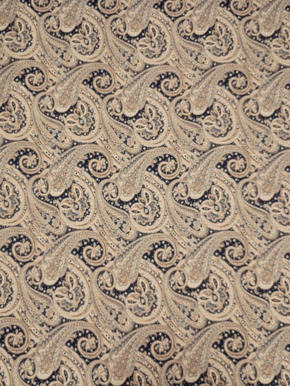 Vintage Heavy Upholstery Fabric 5 Yards Black and Gold Paisley Woven Jacquard